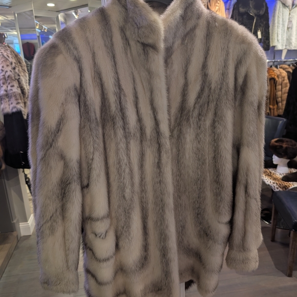 Elegant Gray Fur Coat
